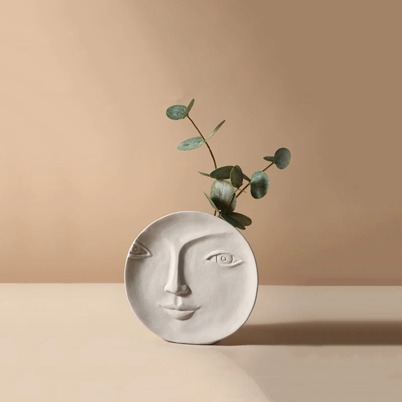 Nordic Ceramic Face Vase