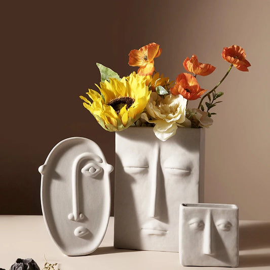 Nordic Ceramic Face Vase