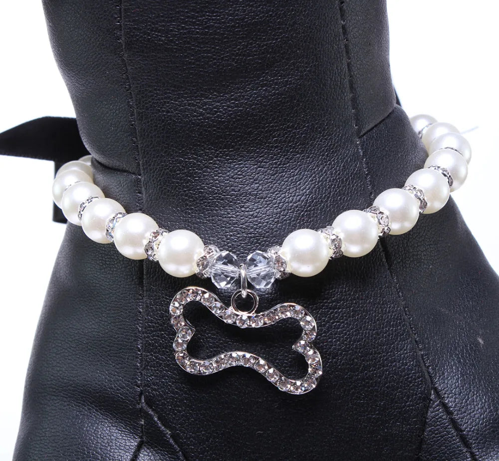 Pet Dog Pearls Necklace Collar