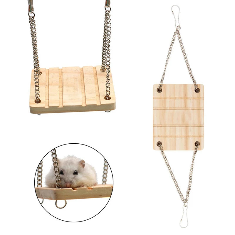 Small Animals Hamster Chinchilla Toys Wooden Swing