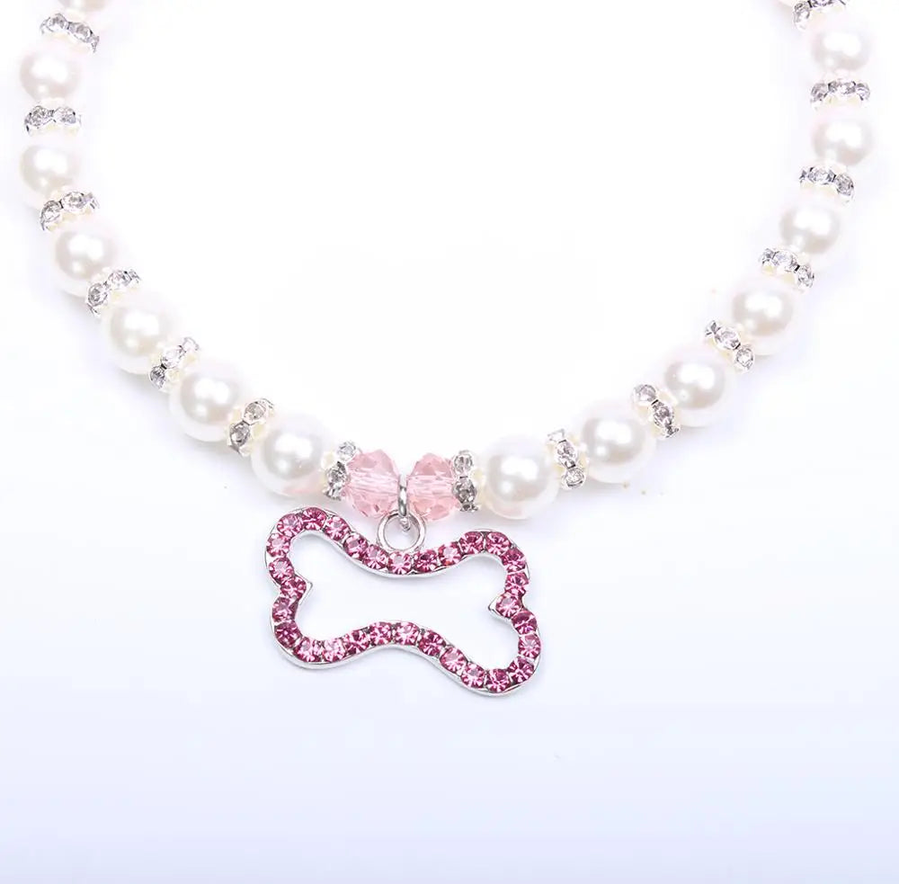 Pet Dog Pearls Necklace Collar