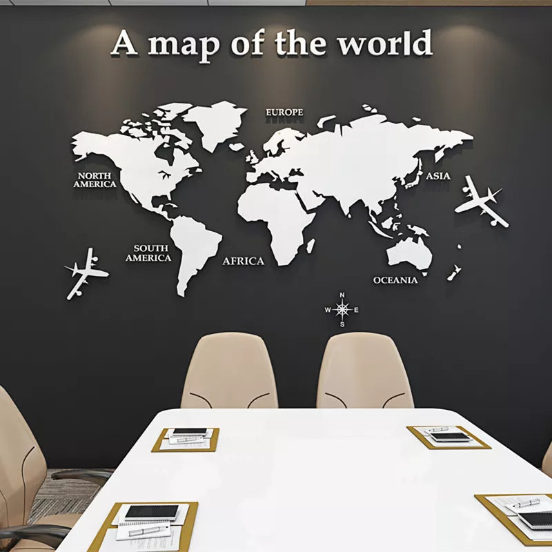 World Map Acrylic Wall Mirror Stickers