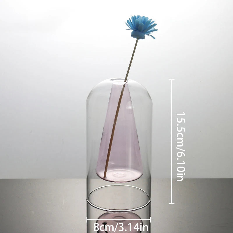 Nordic Double Layer Glass Diffuser Vase