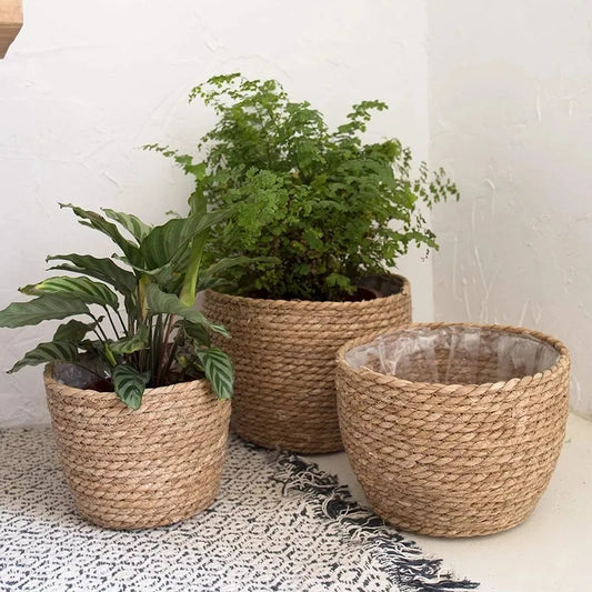 Woven Straw Flower Pot