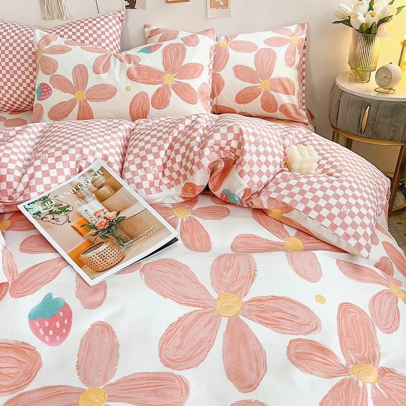 Pink Flowers Bedding Set