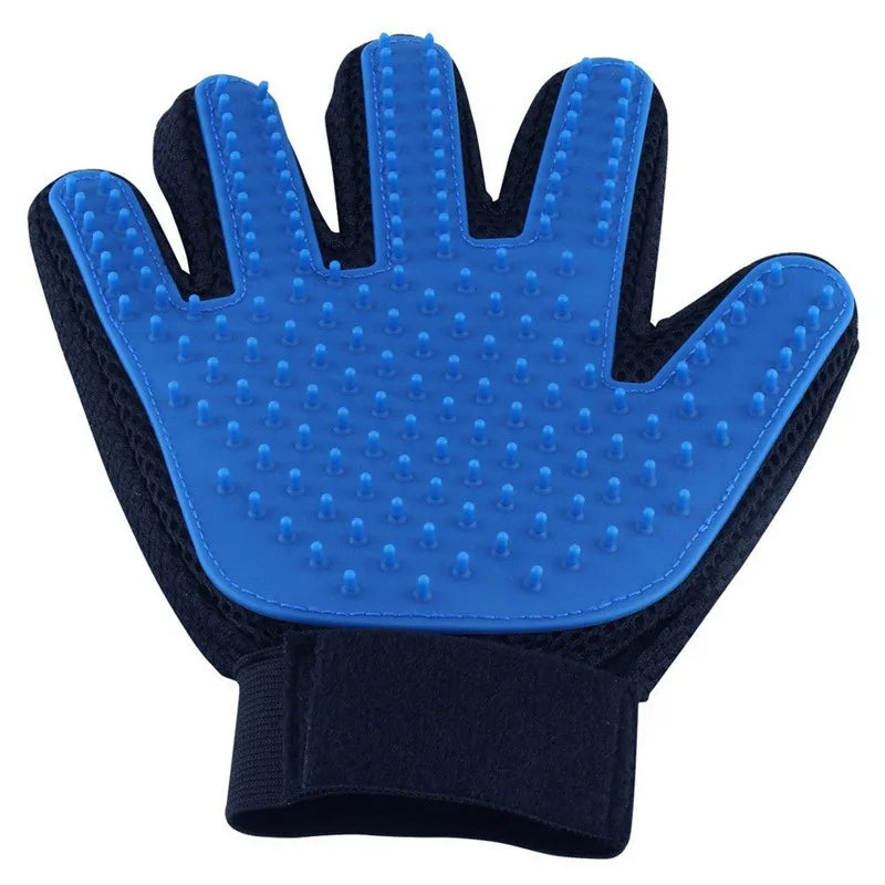 Dos guantes de goma para cepillos para mascotas