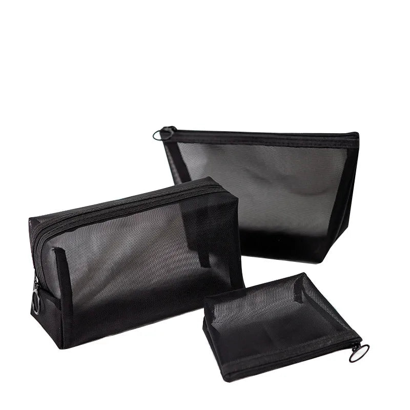 Women's Black Mesh Cosmetic Bag