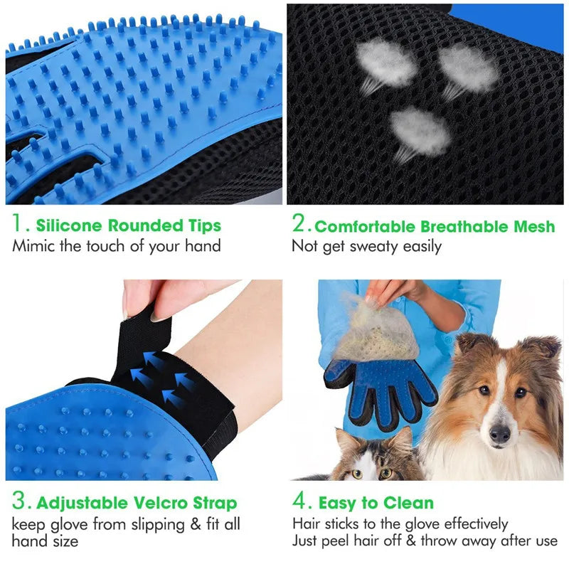 Two Rubber Pet Brush Gloves