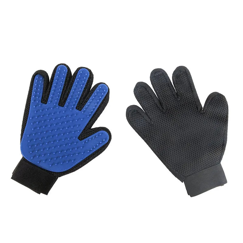 Dos guantes de goma para cepillos para mascotas