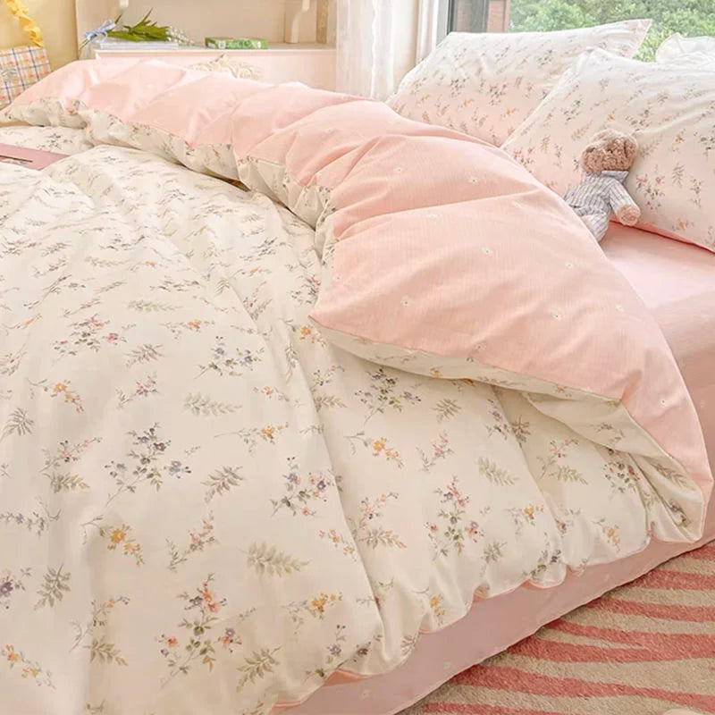 Pink Flowers Bedding Set